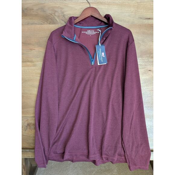 Vineyard Vines Pullover Shirt Mens L Burgundy OTG On-The-Go Sankaty 1/4 Zip NWT - Picture 1 of 5